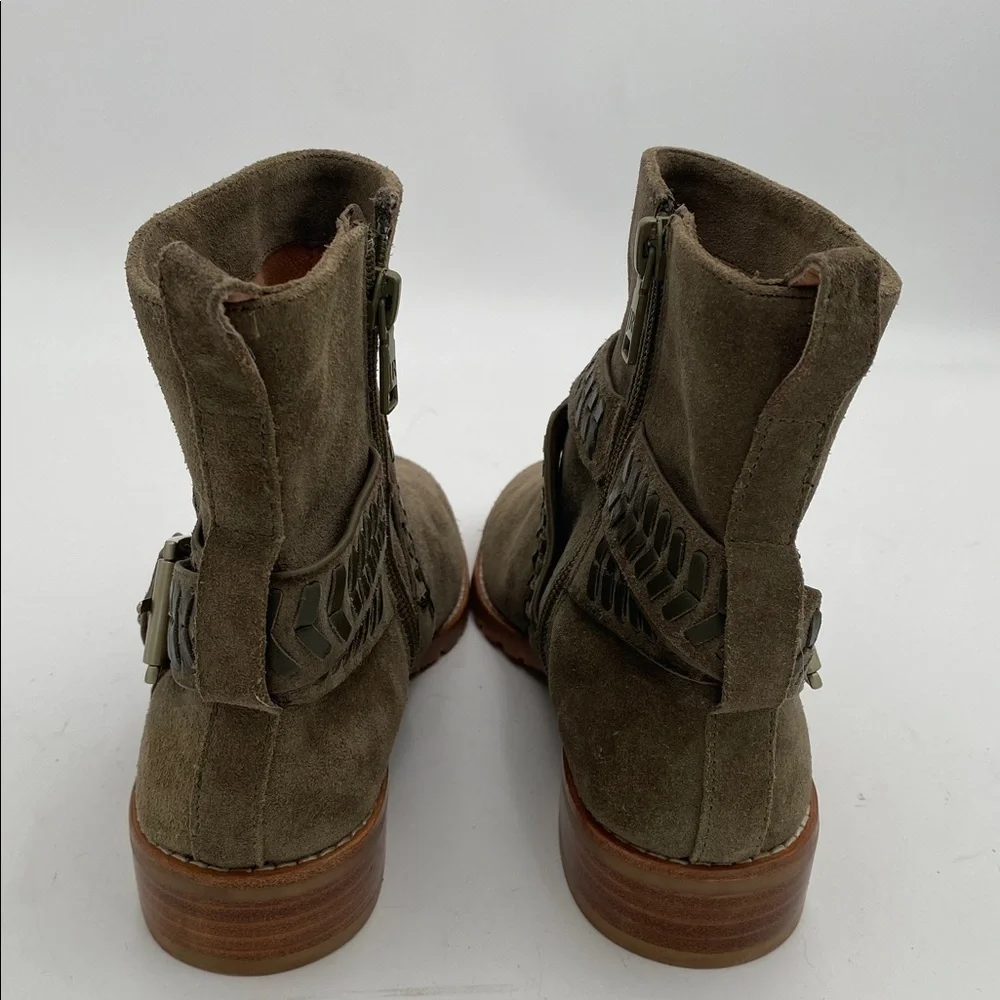 Jack Roger Stylish Olive Ankle Boots Women 5.5M suede office casual festival Y2K